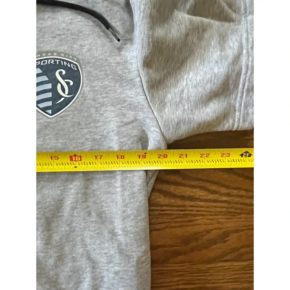 Adidas Sporting Kansas City MLS Layered Hoodie Gray Black Mens Small
